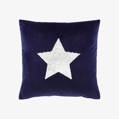 Dunelm Catherine Lansfield Sequin Star Navy Cushion Grey