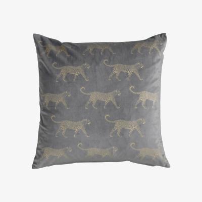 Dunelm Printed Metallic Leopard Cushion Grey
