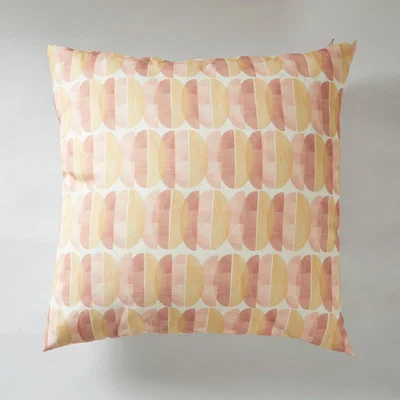 Dunelm Abstract Oval Cushion Pink, Yellow and White