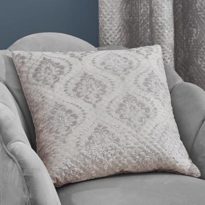 Dunelm Catherine Lansfield Damask Foil Cushion Grey