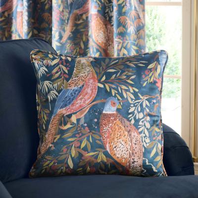 Dunelm Woodland Pheasant Cushion Navy (Blue)