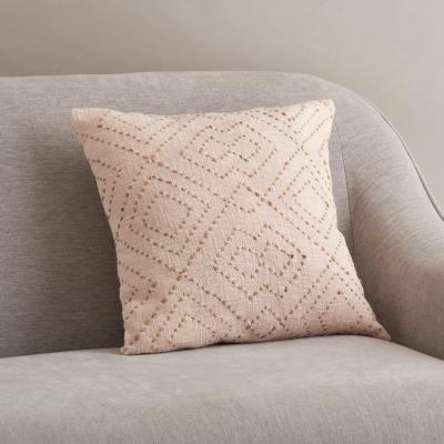 Dunelm Boho Jute Embroidered Cushion Blush