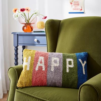Dunelm Circular Knit Happy Cushion MultiColoured