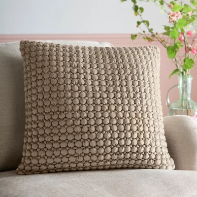 Dunelm Appletree Bobble Velvet Square Cushion