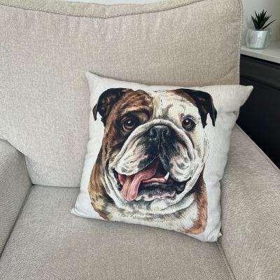 Dunelm Christine Varley British Bulldog Square Cushion Brown