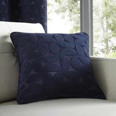 Dunelm Elements Sten Geometric Velour Navy Cushion Navy