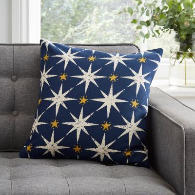 Dunelm Printed Star Cushion Navy