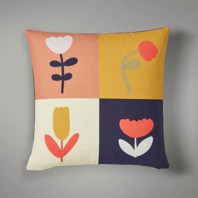 Dunelm Elements Patchwork Floral Printed Cushion Yellow/White