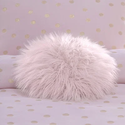 Dunelm Circle Pink Faux Fur Cushion Pink