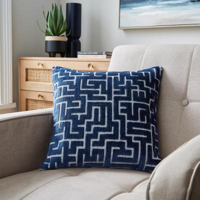 Dunelm Circular Knit Geo Cushion Luxe Navy