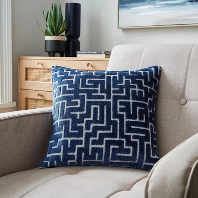 Dunelm Circular Knit Geo Cushion Luxe Navy