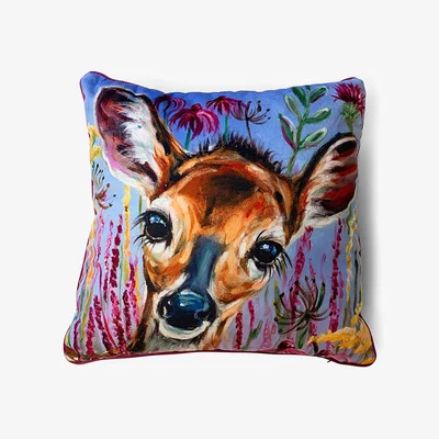 Dunelm Louise Brown Innocence Velvet Square Cushion Blue