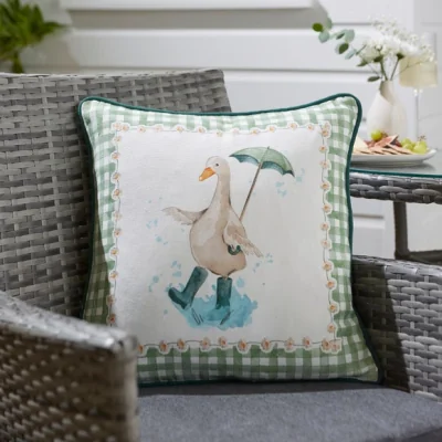Dunelm Darcy Duck Gingham Outdoor Cushion