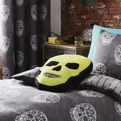 Dunelm Catherine Lansfield Green Skulls Cushion