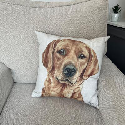 Dunelm Christine Varley Fox Red Labrador Square Cushion Brown
