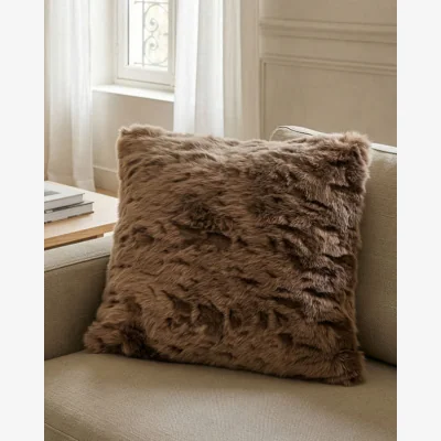 Dibor Soft Brown Luxury Faux Fur Cushion