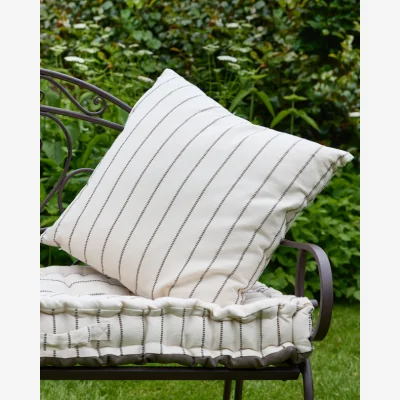 Dibor Mocha French Stripe Cotton Cushion