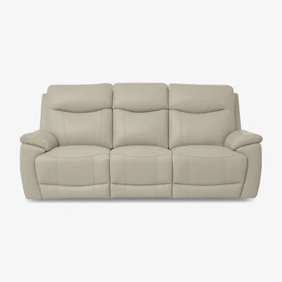 Furniture Village Sloane 3 Seater 3 Cushion Leather Sofa - Bone China - Sofas and Armchairs
