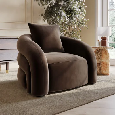Furniture123 Brown Velvet Nursing with Cushion - Zuri