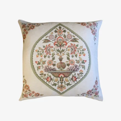 French Bedroom Trellis Buta Linen Cushion