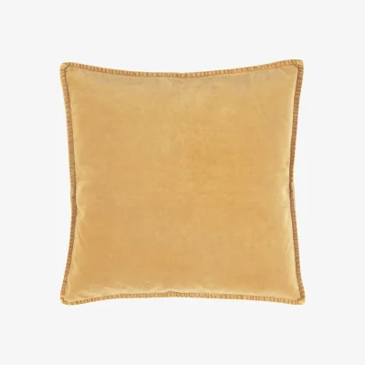 French Bedroom Mélange Velvet Cushion in Lemon Drop