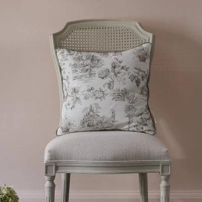 French Bedroom French Toile Cushion in Warm Stone