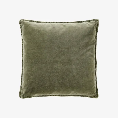 French Bedroom Mélange Velvet Cushion in Olive