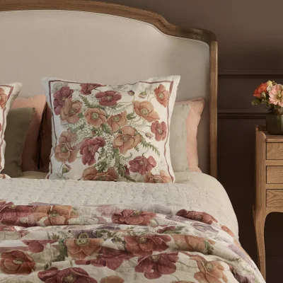 French Bedroom Fields of Poppies Large Linen Cushion