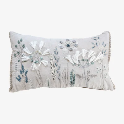 French Bedroom Laceflower Embroidered Boudoir Cushion