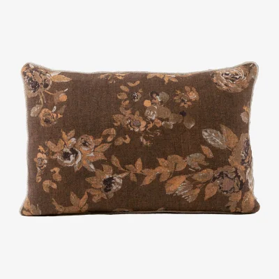 French Bedroom Autumn Nook Large Brown Floral Cushion