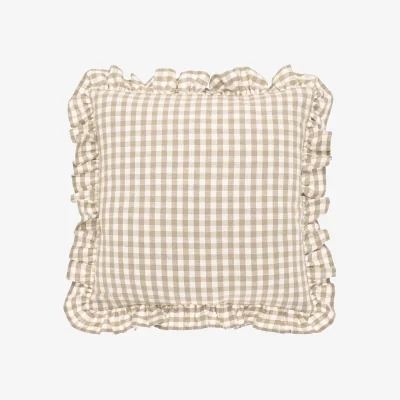French Bedroom Gingham Ruffle Square Cushion