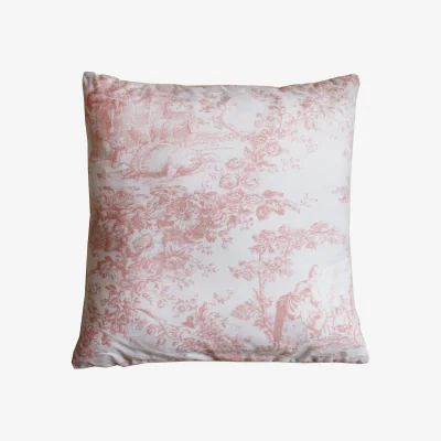 French Bedroom Country Toile Pink Cushion