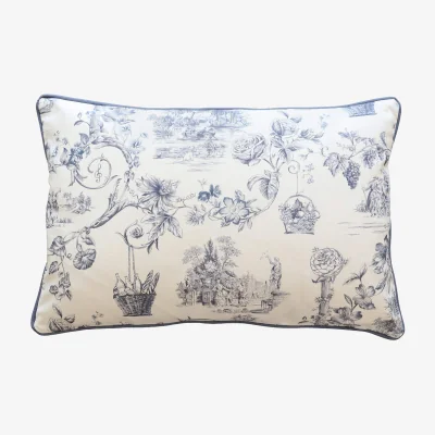 French Bedroom French Toile Opera Blue Cushion