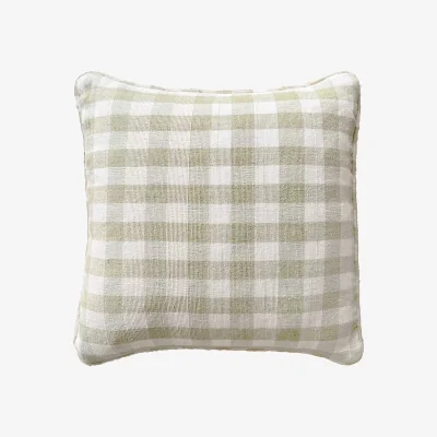 French Bedroom Delilah Green Gingham Vegan Cushion