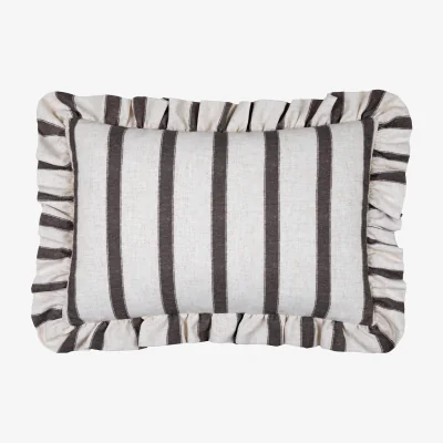 French Bedroom Cocoa and Cream Ruffle Cushion
