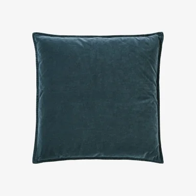 French Bedroom Mélange Velvet Cushion in Historic Blue