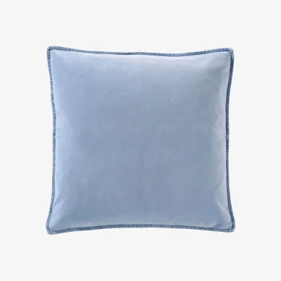 French Bedroom Mélange Velvet Cushion in Cornflower