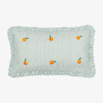French Bedroom Embroidered Oranges Stripe Vegan Cushion