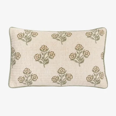 French Bedroom Pushpa Flowers Blockprint Vegan Cushion