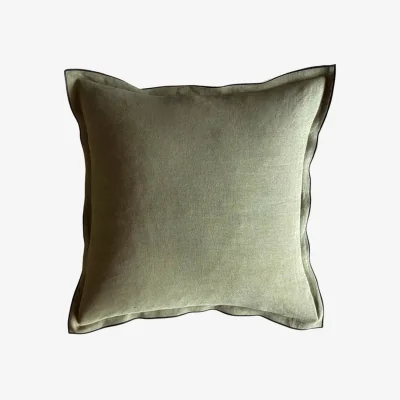 French Bedroom Olive Green Linen Cushion