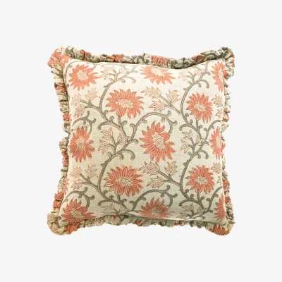 French Bedroom Hidcote Handblock Vegan Cushion