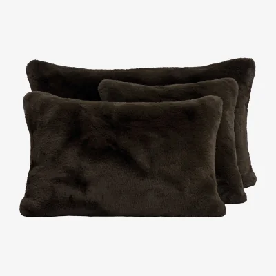 French Bedroom Cosy Cosset Brown Faux Fur Cushion (Large)