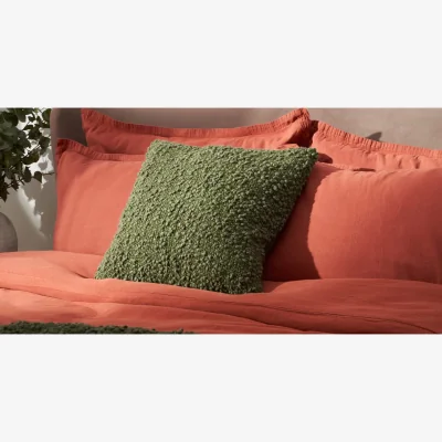 Feather & Black Julia Boucle Cushion - Dark Lichen