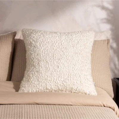 Feather & Black Julia Boucle Cushion - Ecru