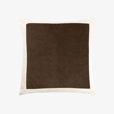Feather & Black Linen Velvet Cushion - Mole