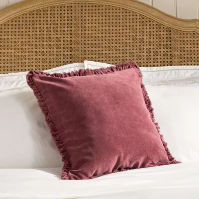 Feather & Black Catherine Cushion, Natural - Burnt Red