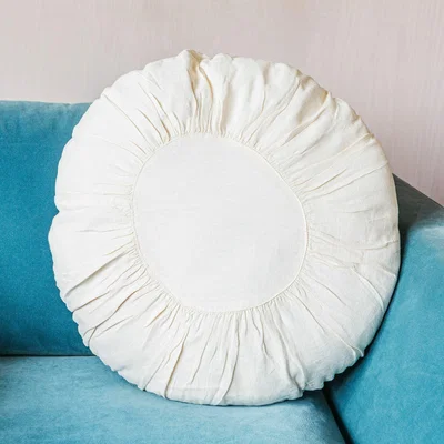 Graham & Green Large Ivory Round Linen Cushion