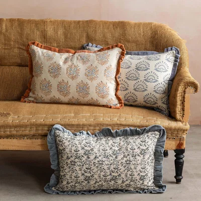 Graham & Green Graham and Green Altheda Hand-Block Printed Large Rectangular Cushion