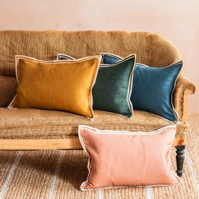 Graham & Green Graham and Green Gabrieli Dusty Pink Linen Rectangular Cushion