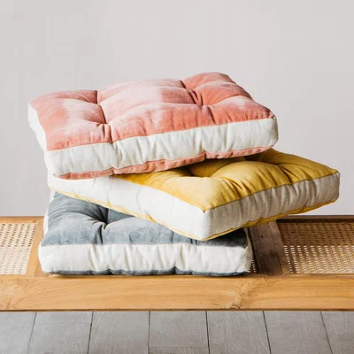 Graham & Green Striped Linen Square Seat Pad with Linen Border
